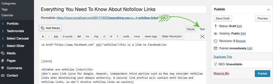 How to nofollow links
