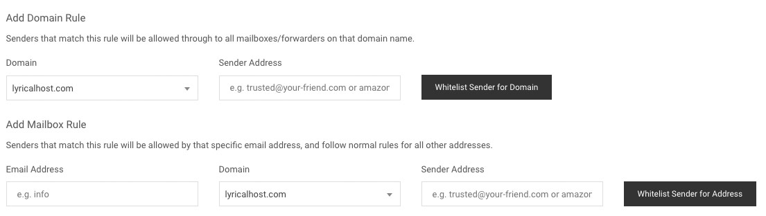 Whitelisting email senders