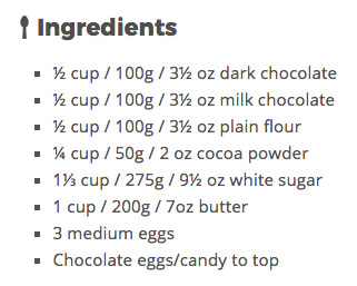 Recipe conversions