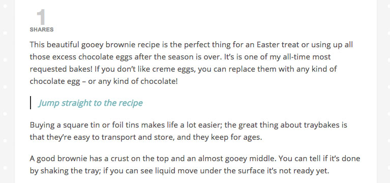 Adding jump links to your recipe blog posts