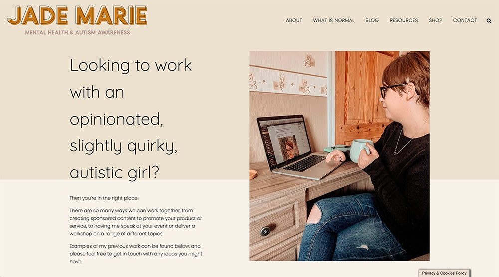 Jade Marie - Work With Me Page Screenshot