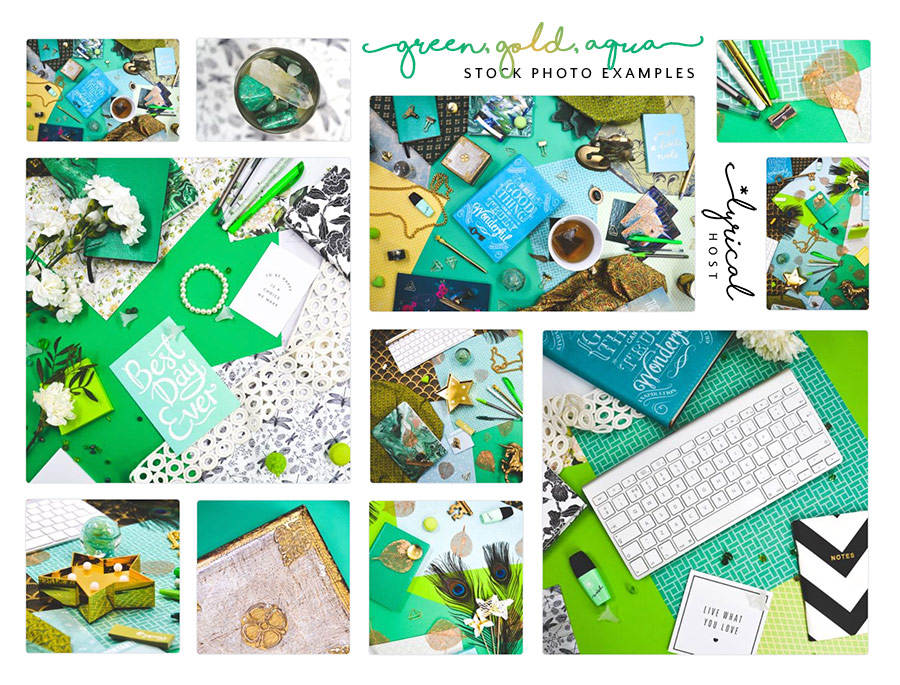 Green, Gold & Aqua Stock Photo Collection Preview