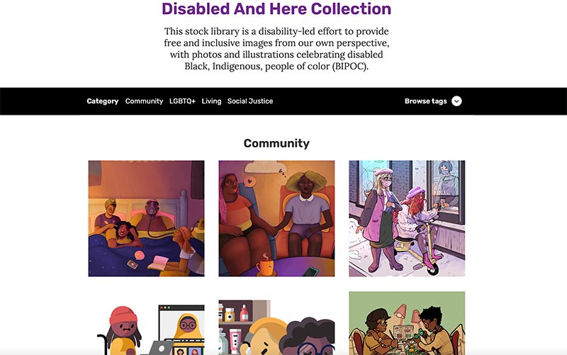 Disabled and here collection on Affect The Verb - screenshot of homepage