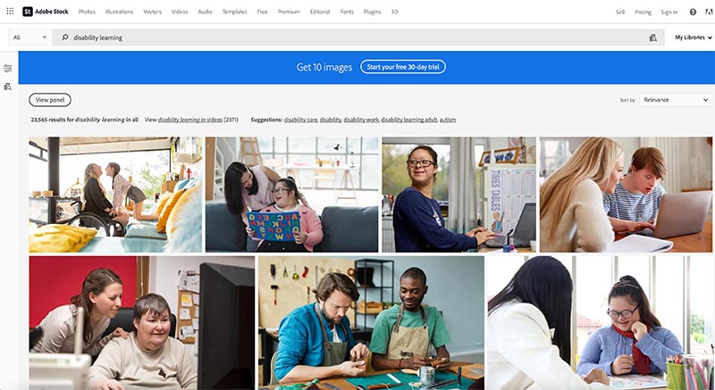 adobe stock learning disability website page