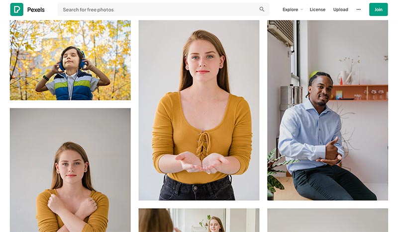 pexels website fetauring images of people doing sign language