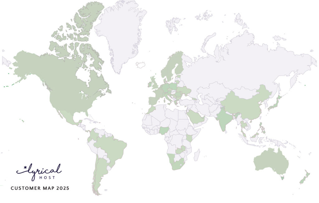 World map showing locations of customers, 2025
